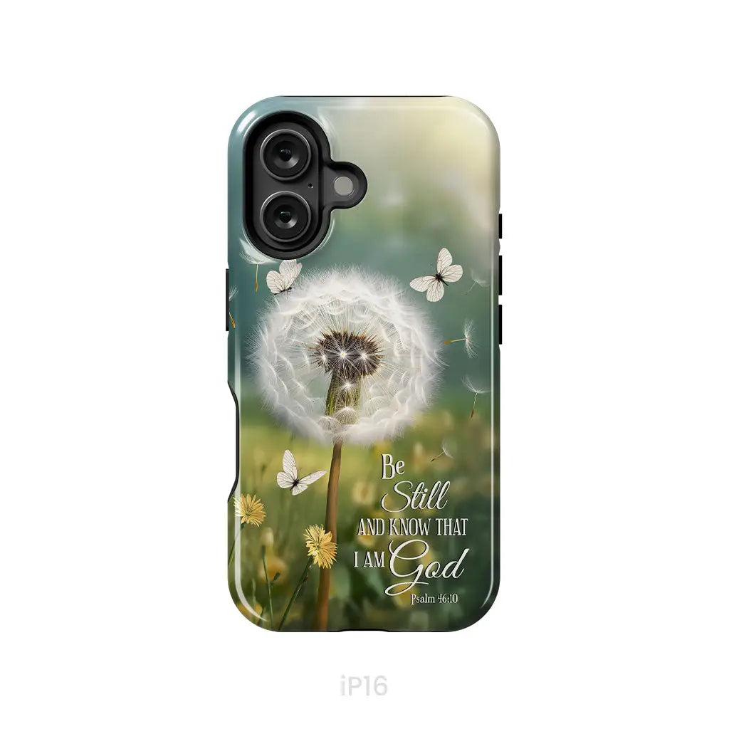 Be Still and Know, Dandelion with Butterflies – Psalm 46:10 Christian Phone Case