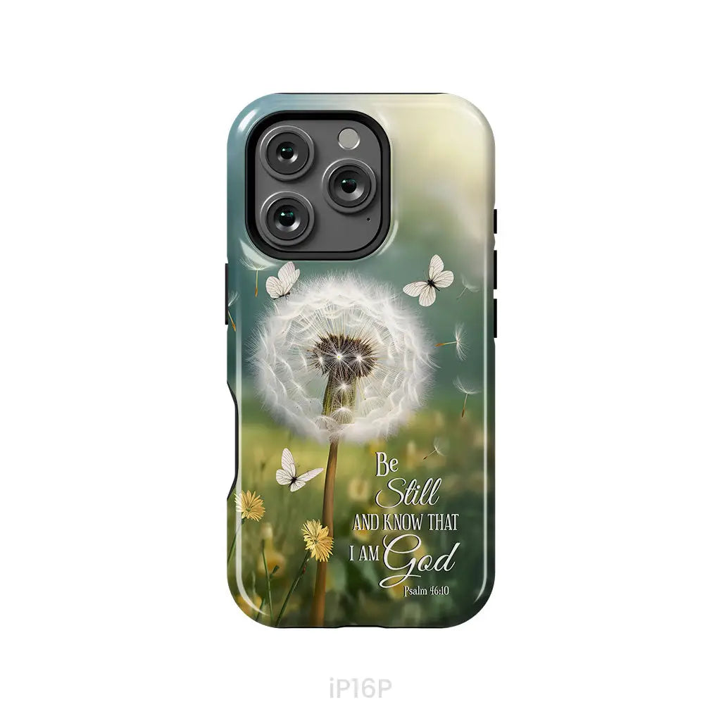 Be Still and Know, Dandelion with Butterflies – Psalm 46:10 Christian Phone Case