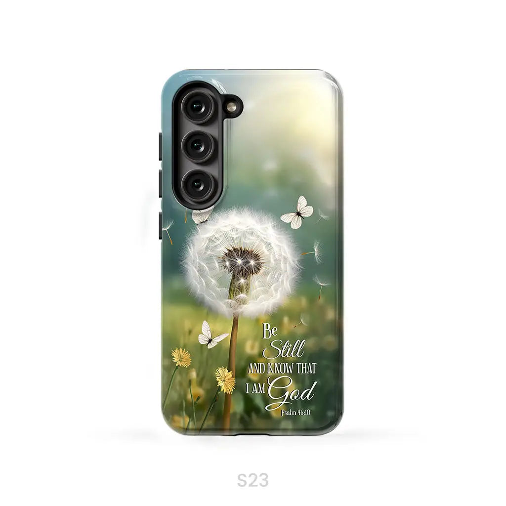 Be Still and Know, Dandelion with Butterflies – Psalm 46:10 Christian Phone Case