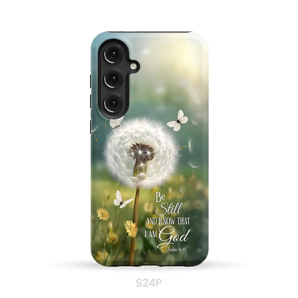 Be Still and Know, Dandelion with Butterflies – Psalm 46:10 Christian Phone Case