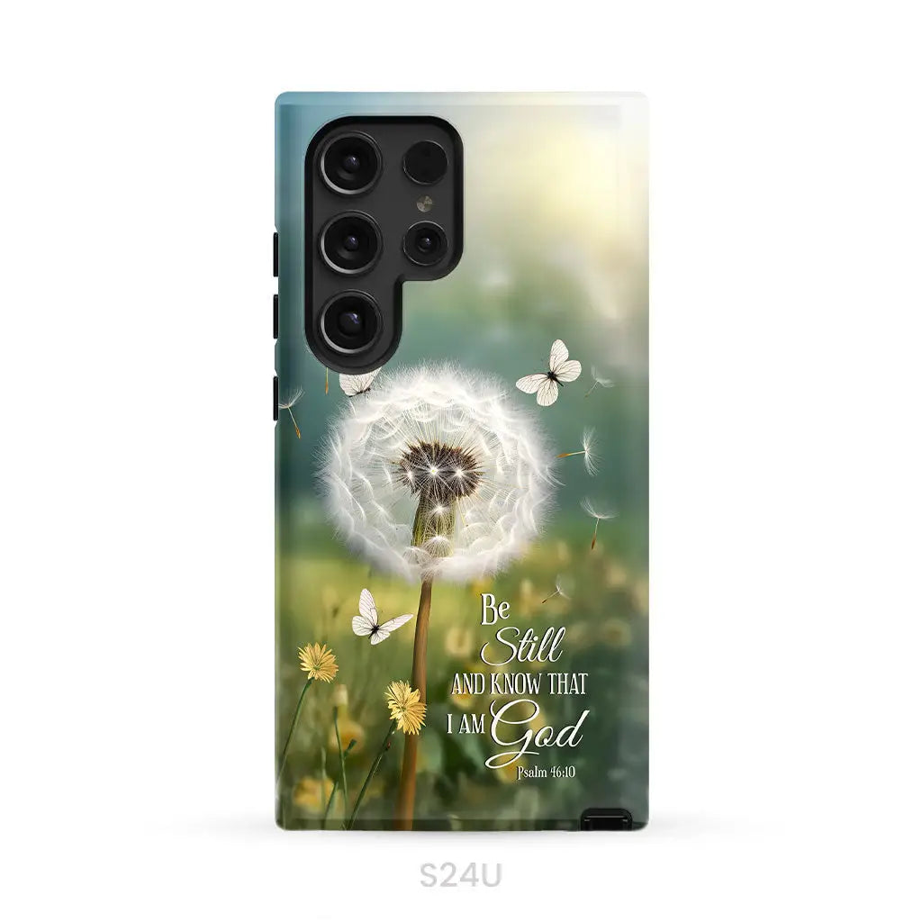 Be Still and Know, Dandelion with Butterflies – Psalm 46:10 Christian Phone Case