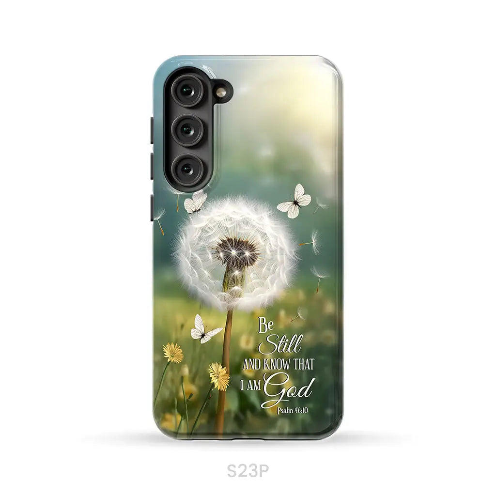 Be Still and Know, Dandelion with Butterflies – Psalm 46:10 Christian Phone Case