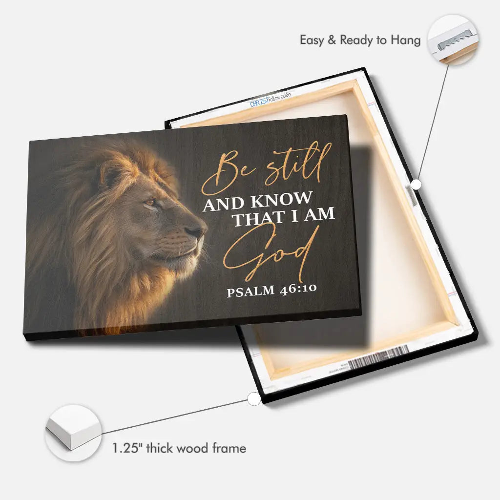 Be Still and Know That I Am God, Lion of Judah, Christian Wall Art Canvas Print