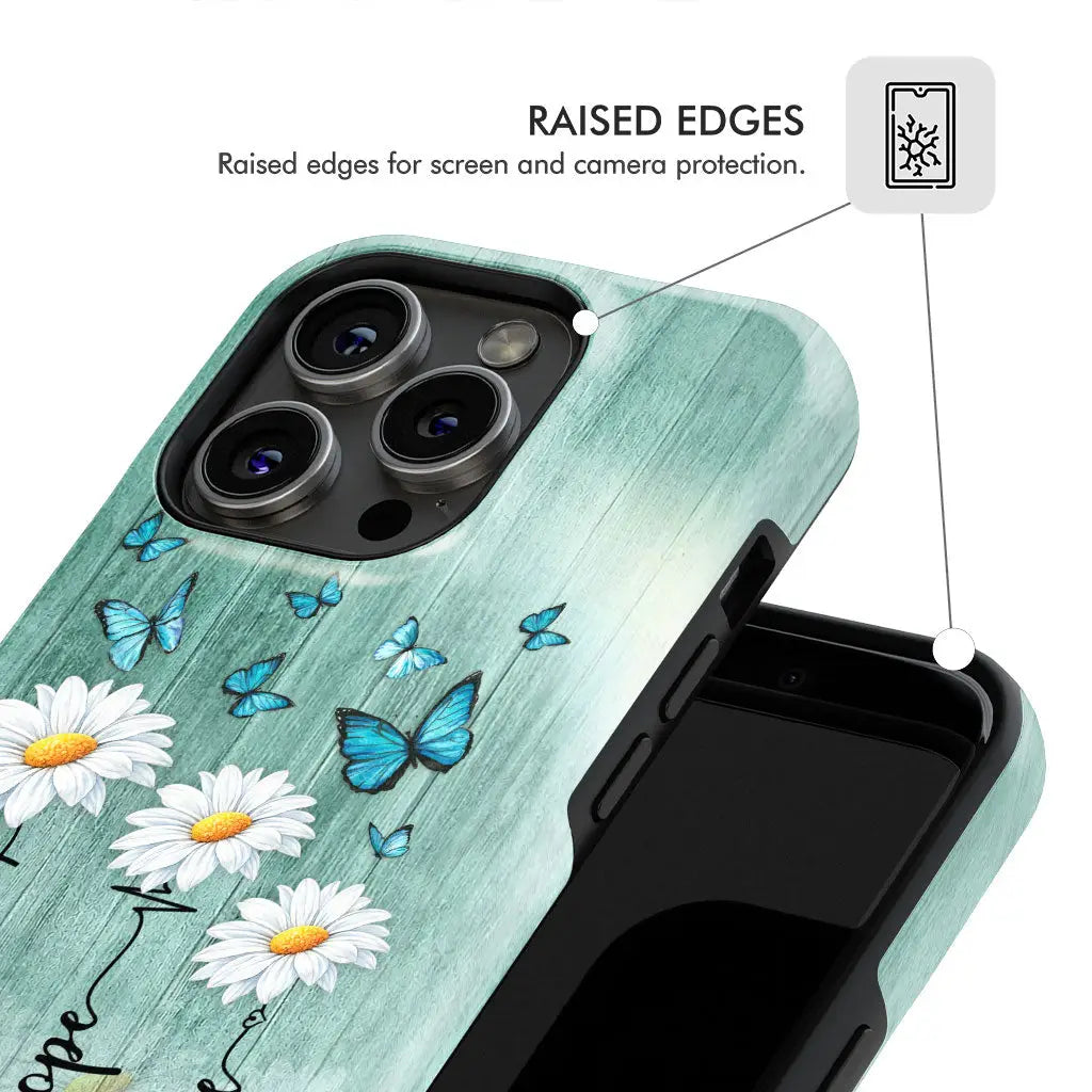 Faith Hope Love Daisy Butterfly – 1 Corinthians 13:13 – Christian Phone Case
