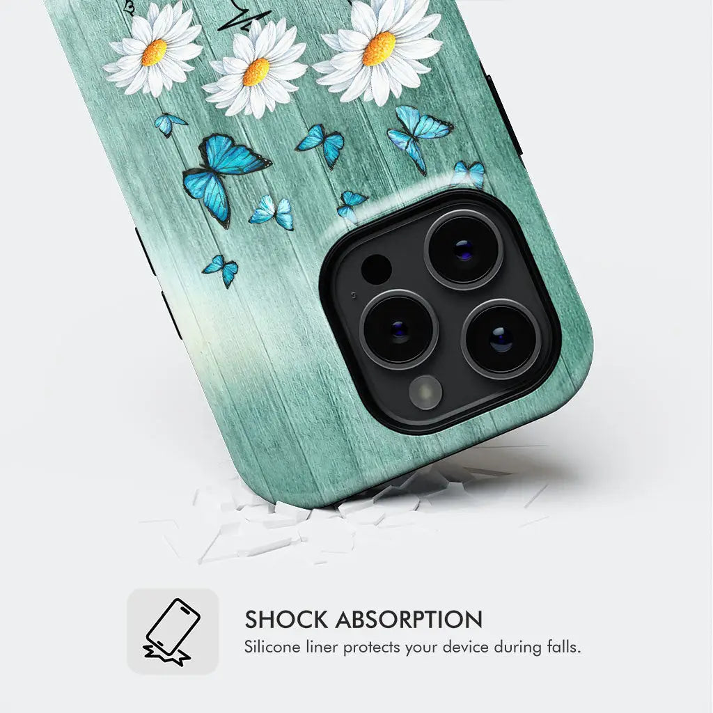 Faith Hope Love Daisy Butterfly – 1 Corinthians 13:13 – Christian Phone Case