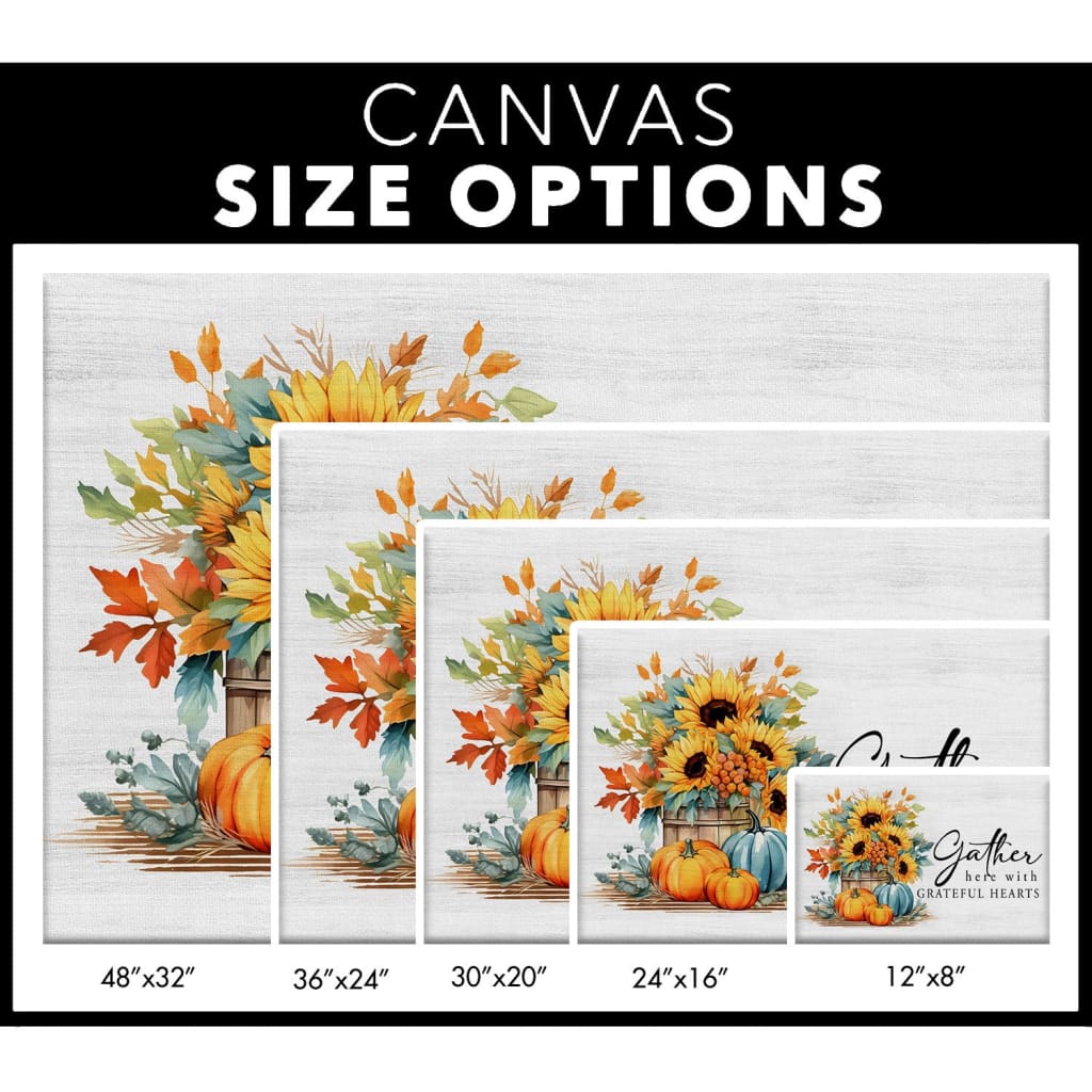 Gather Here with Grateful Hearts Fall Wall Art Canvas