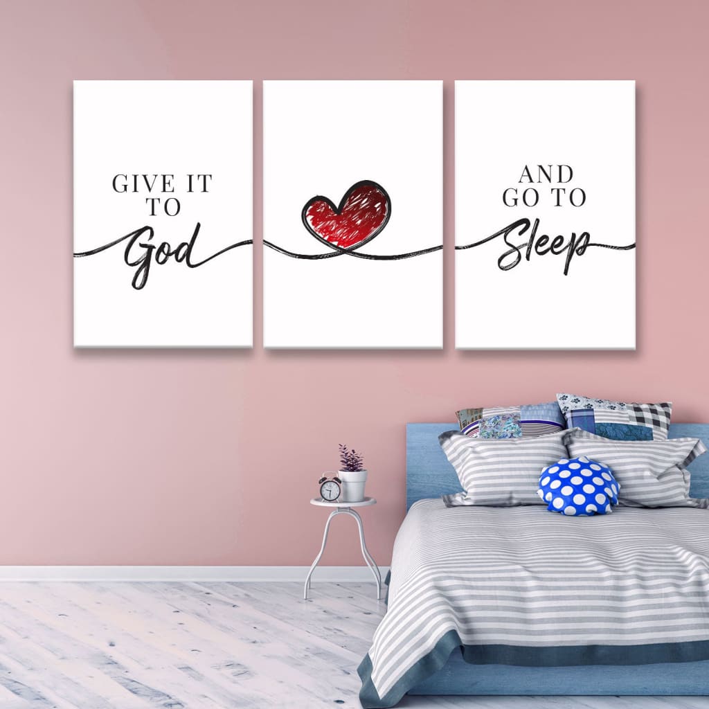 Give It To God And Go To Sleep 3 Panel Wall Art Canvas
