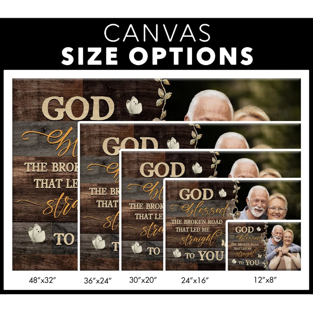 Personalized "God Blessed the Broken Road" Wall Art Canvas with Custom Photo