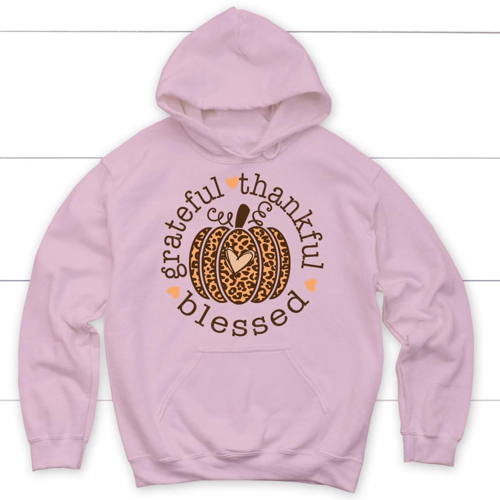 Grateful Thankful Blessed Leopard Pumpkin Hoodie