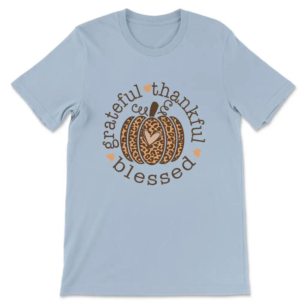 Grateful Thankful Blessed Leopard Pumpkin T-shirt