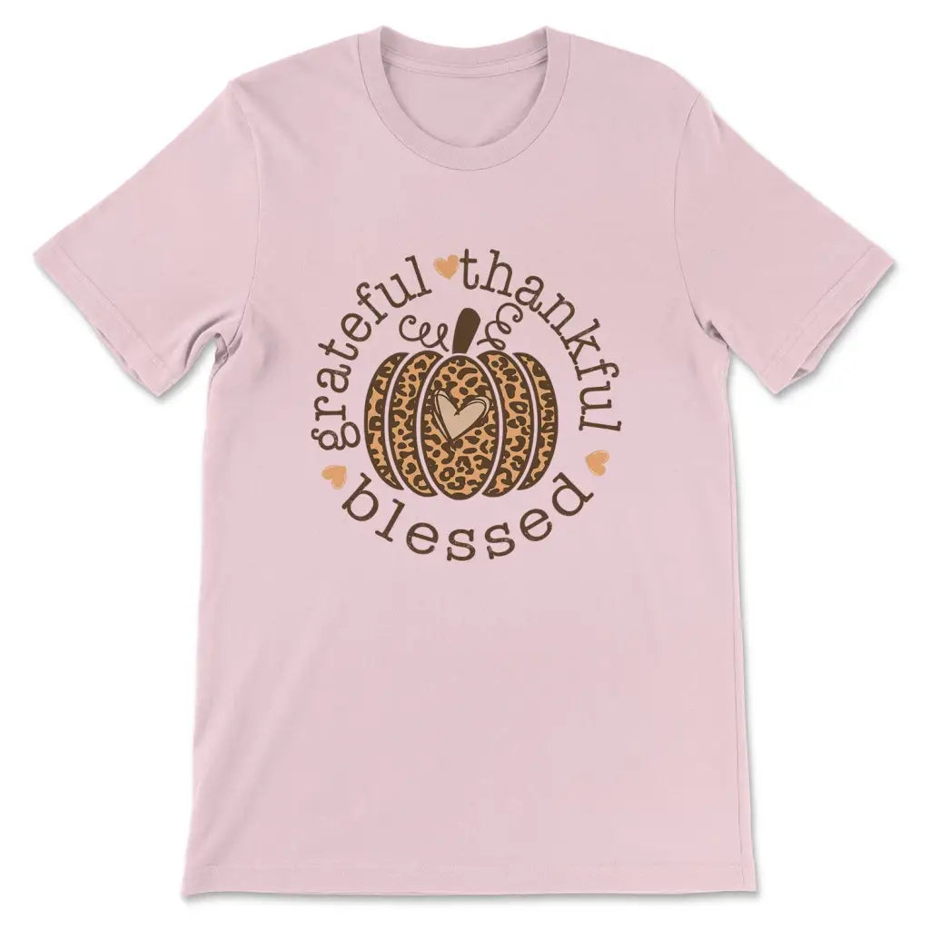 Grateful Thankful Blessed Leopard Pumpkin T-shirt