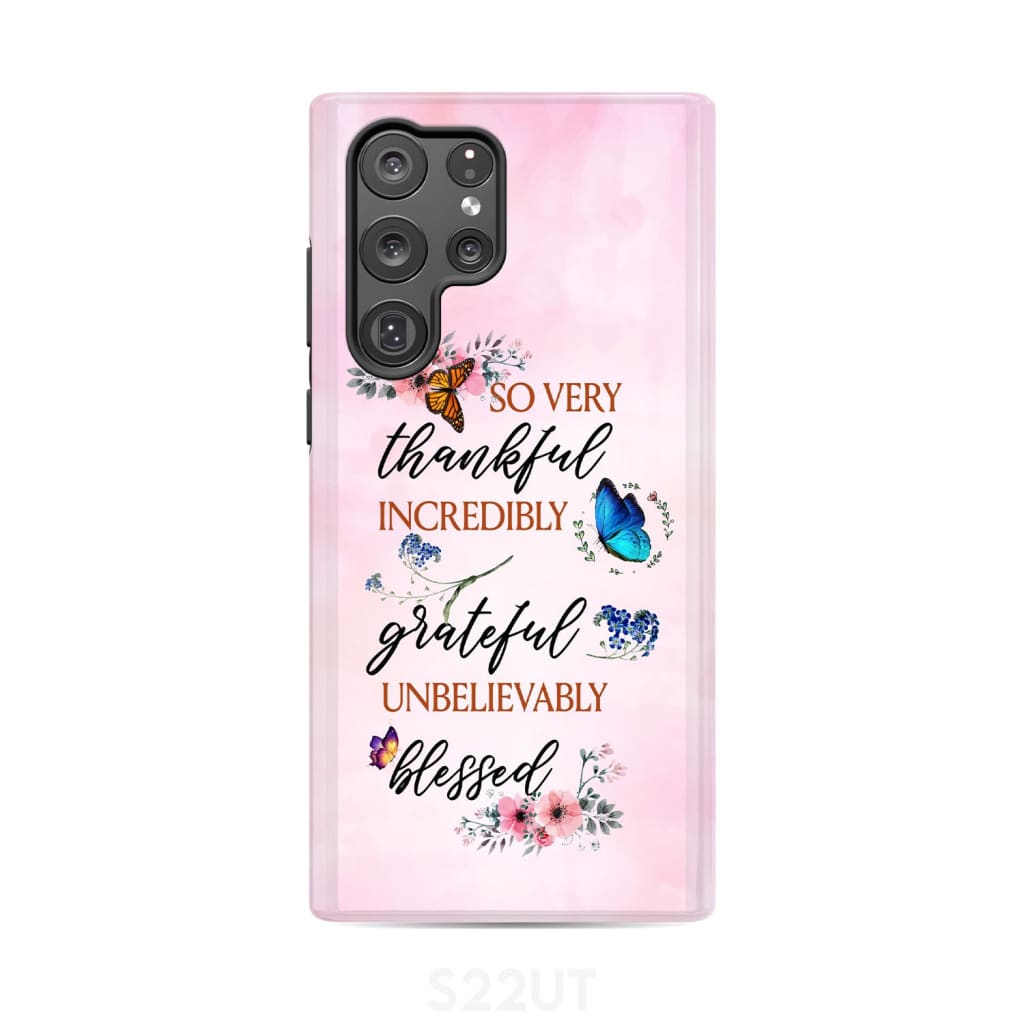 Grateful thankful blessed phone case, Butterfly floral Christian phone cases