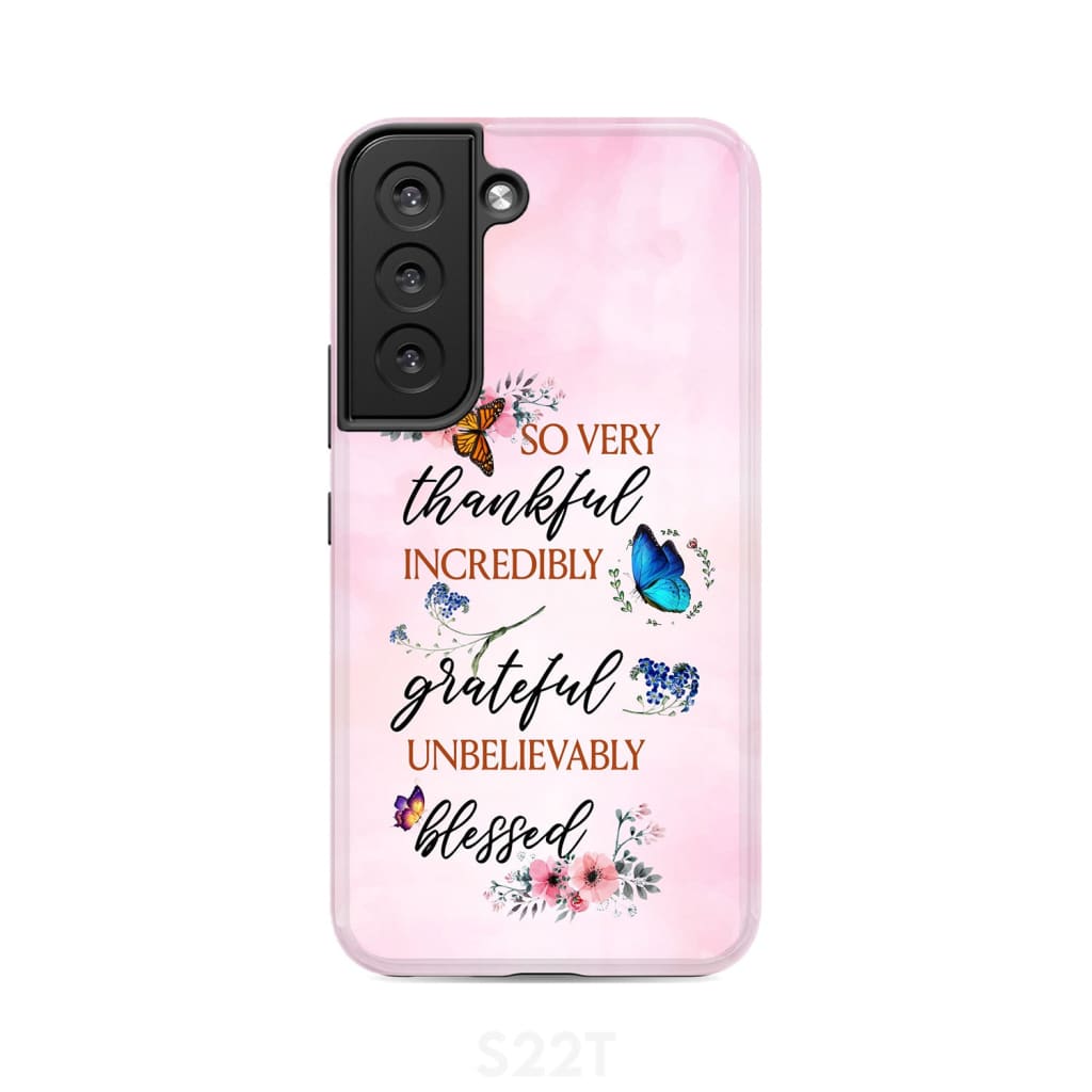 Grateful thankful blessed phone case, Butterfly floral Christian phone cases