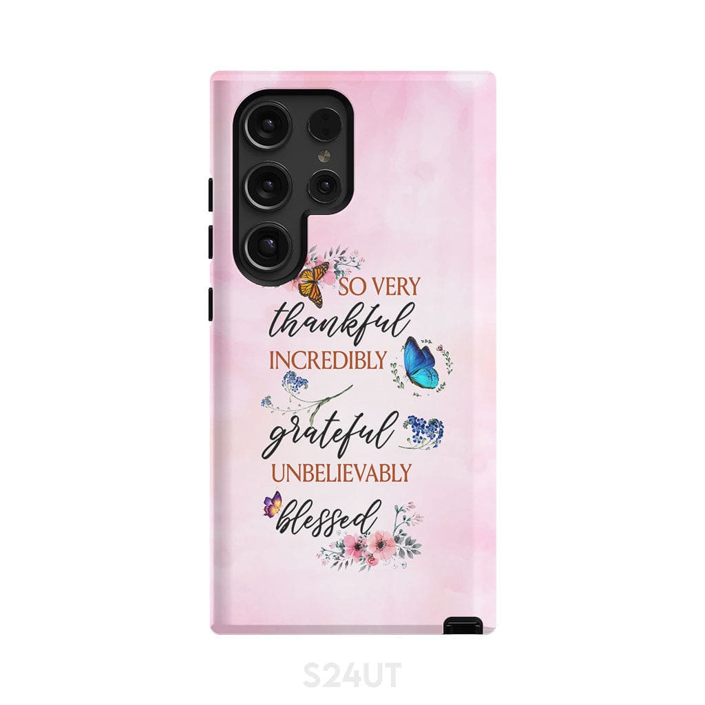 Grateful thankful blessed phone case, Butterfly floral Christian phone cases