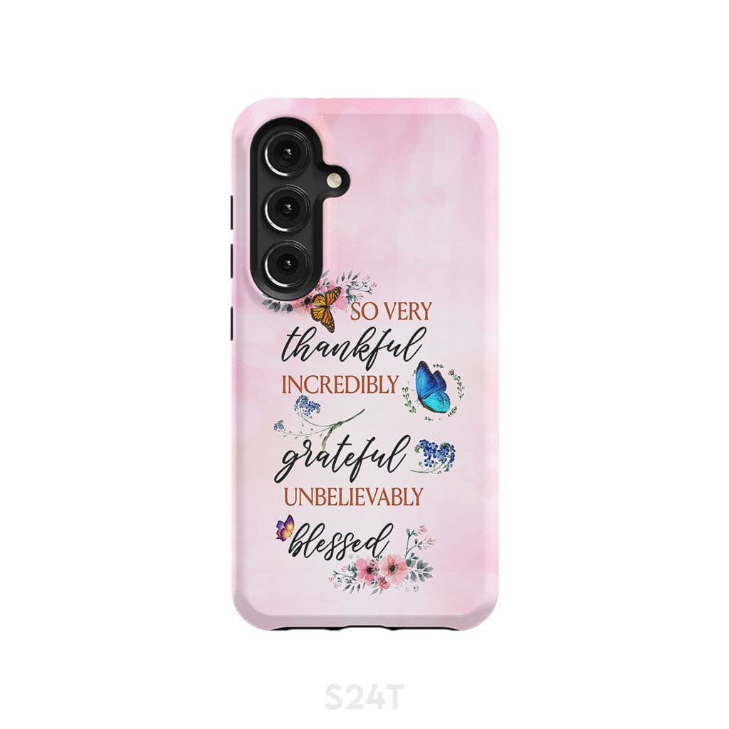 Grateful thankful blessed phone case, Butterfly floral Christian phone cases