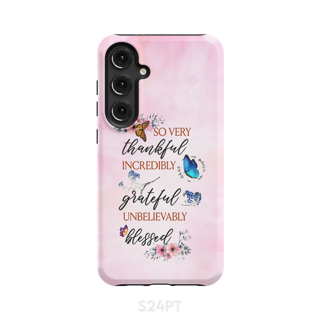 Grateful thankful blessed phone case, Butterfly floral Christian phone cases