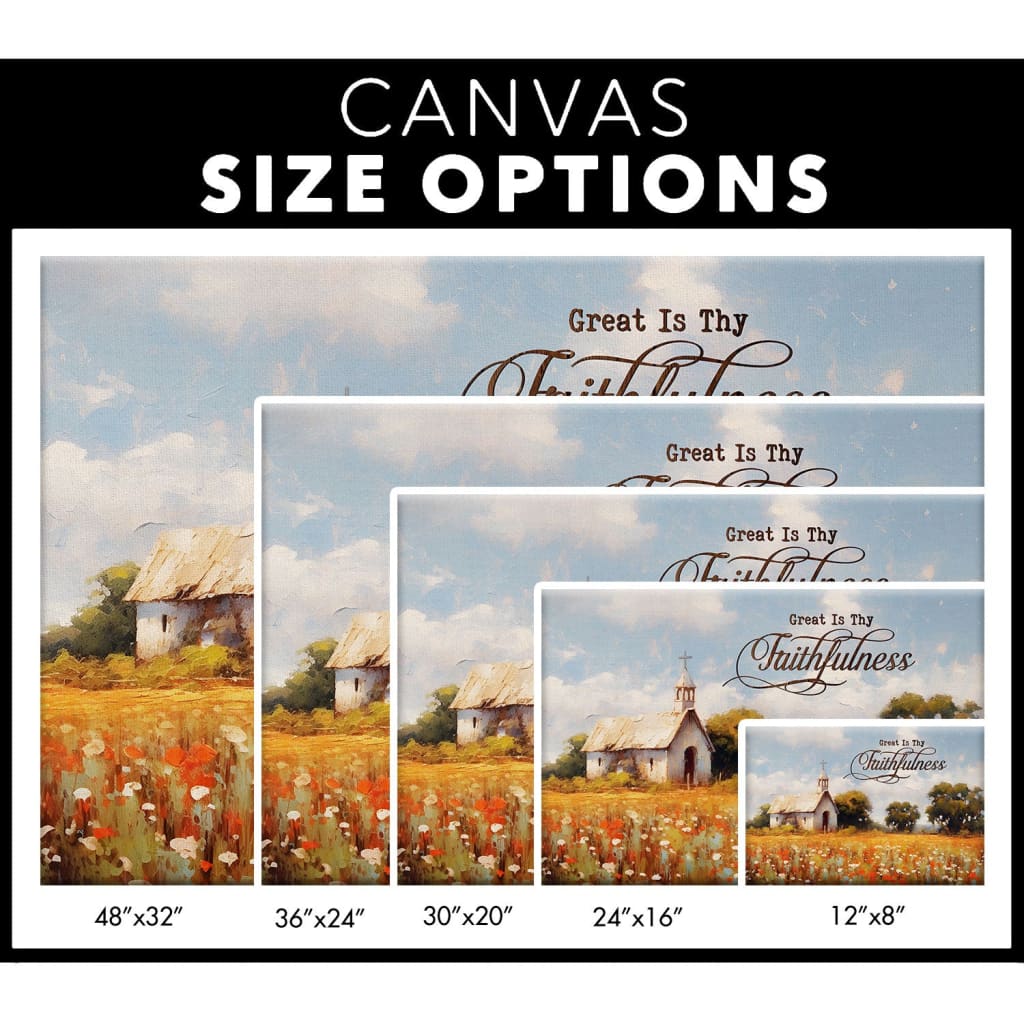 Great is Thy Faithfulness Wall Art, Old Chapel in a Field, Christian Canvas Print