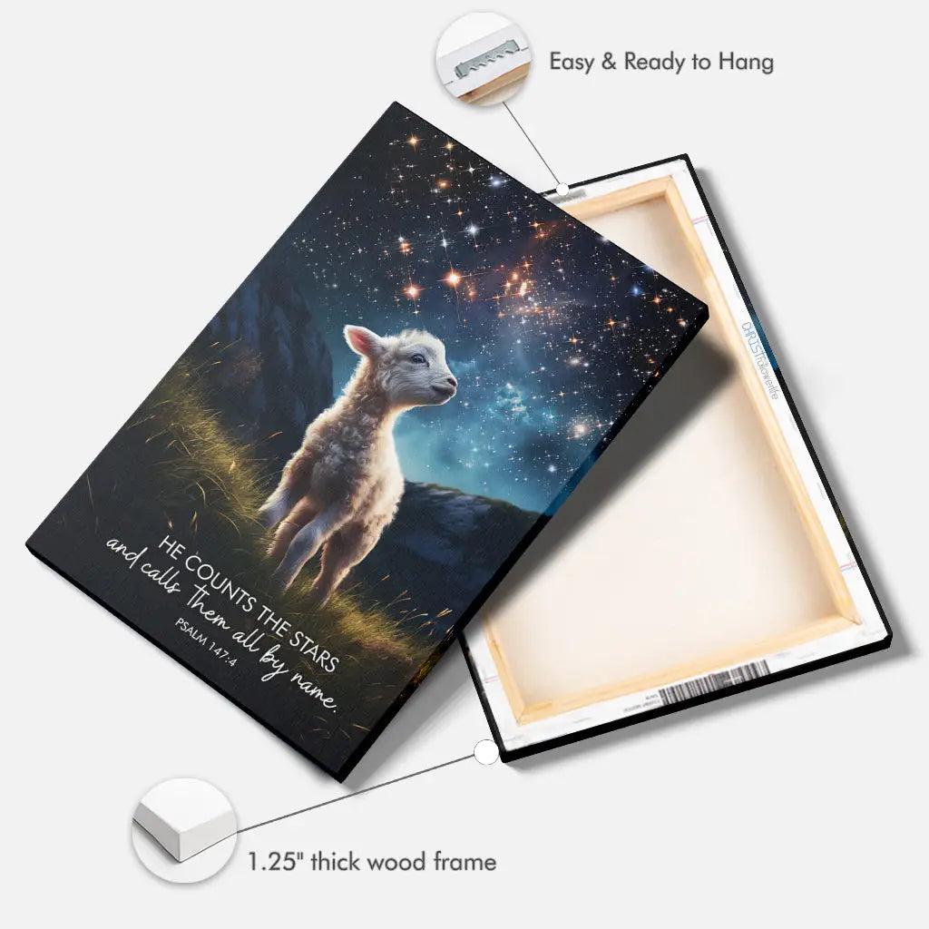 He Counts The Stars And Calls Them All By Name Psalm 147:4 Wall Art Canvas