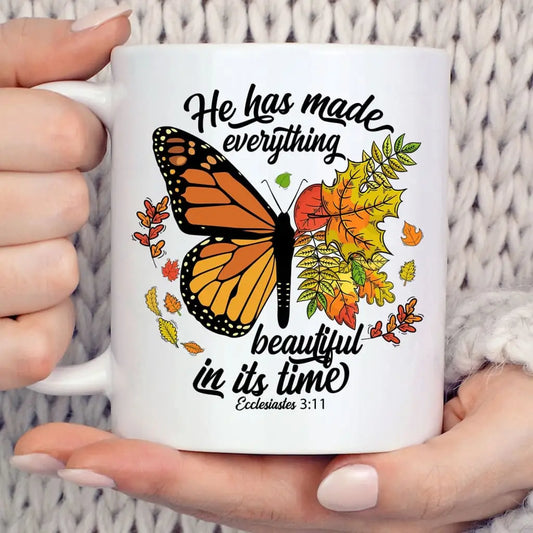 He Has Made Everything Beautiful In Its Time, Autumn Leaves Butterfly, Coffee Mug