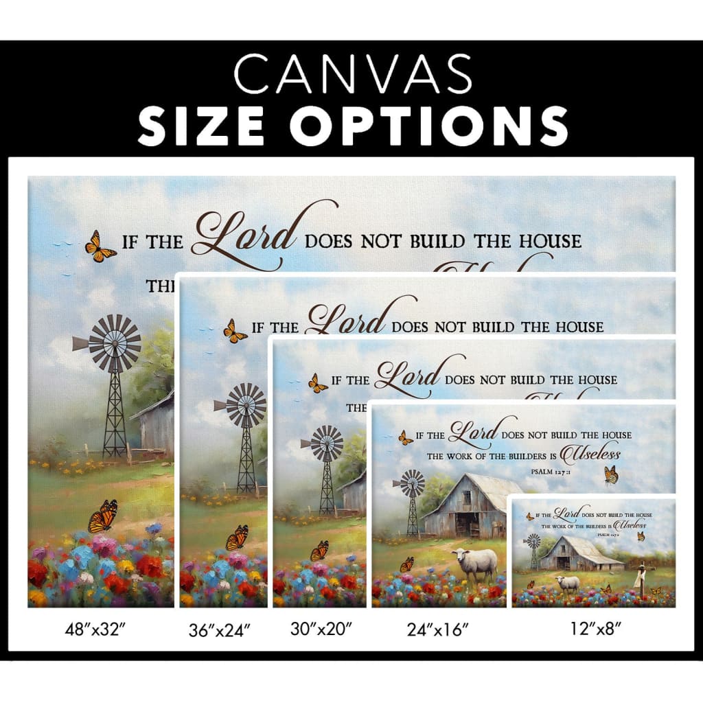If the Lord Does Not Build the House Psalm 127:1 Bible Verse Wall Art Canvas