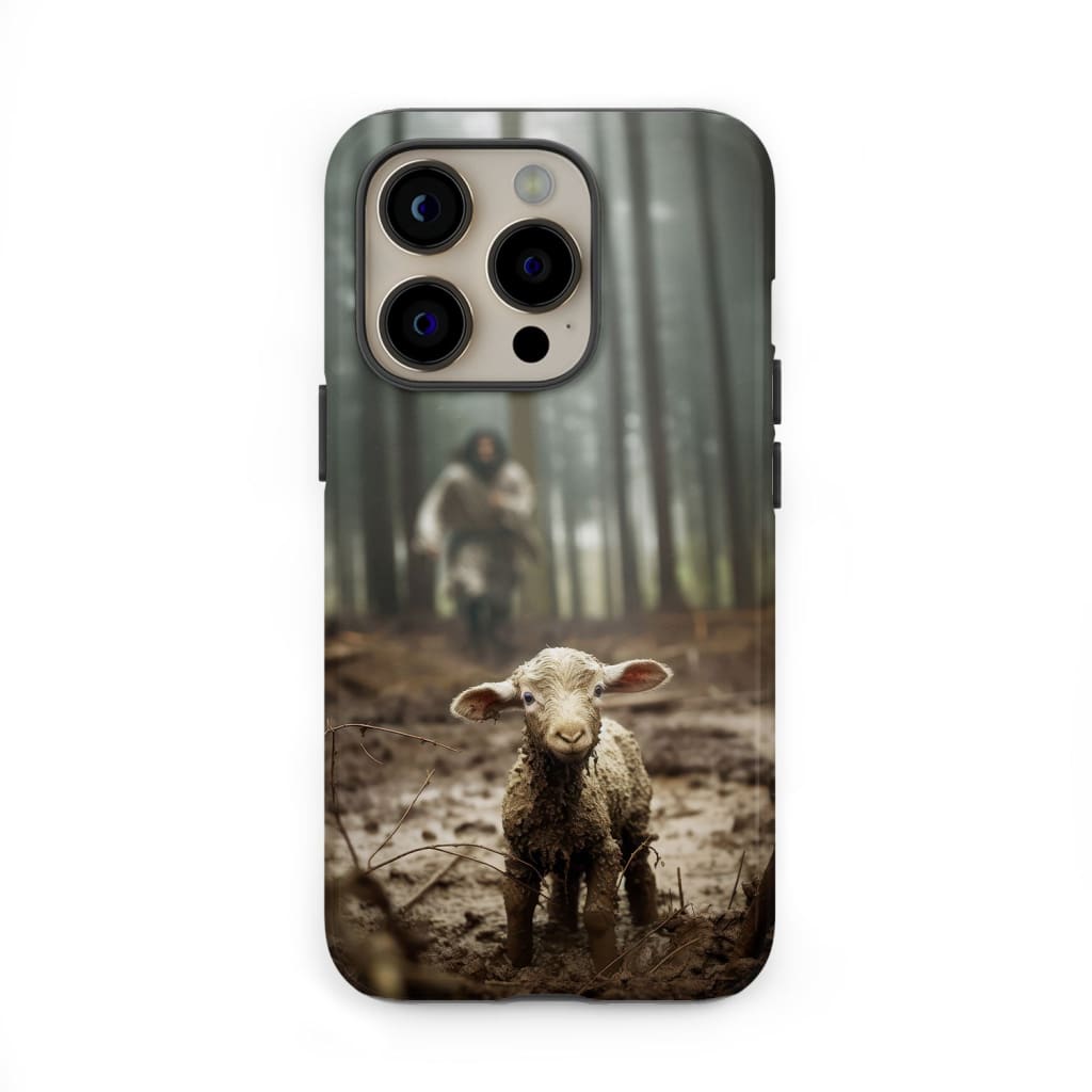 Jesus With The Sheep, Jesus Running After Lamb, Phone Case