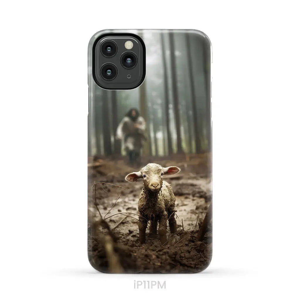 Jesus With The Sheep, Jesus Running After Lamb, Phone Case