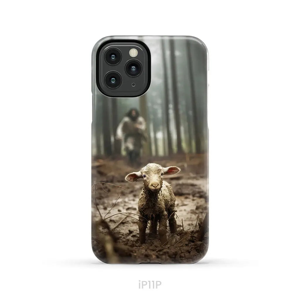 Jesus With The Sheep, Jesus Running After Lamb, Phone Case