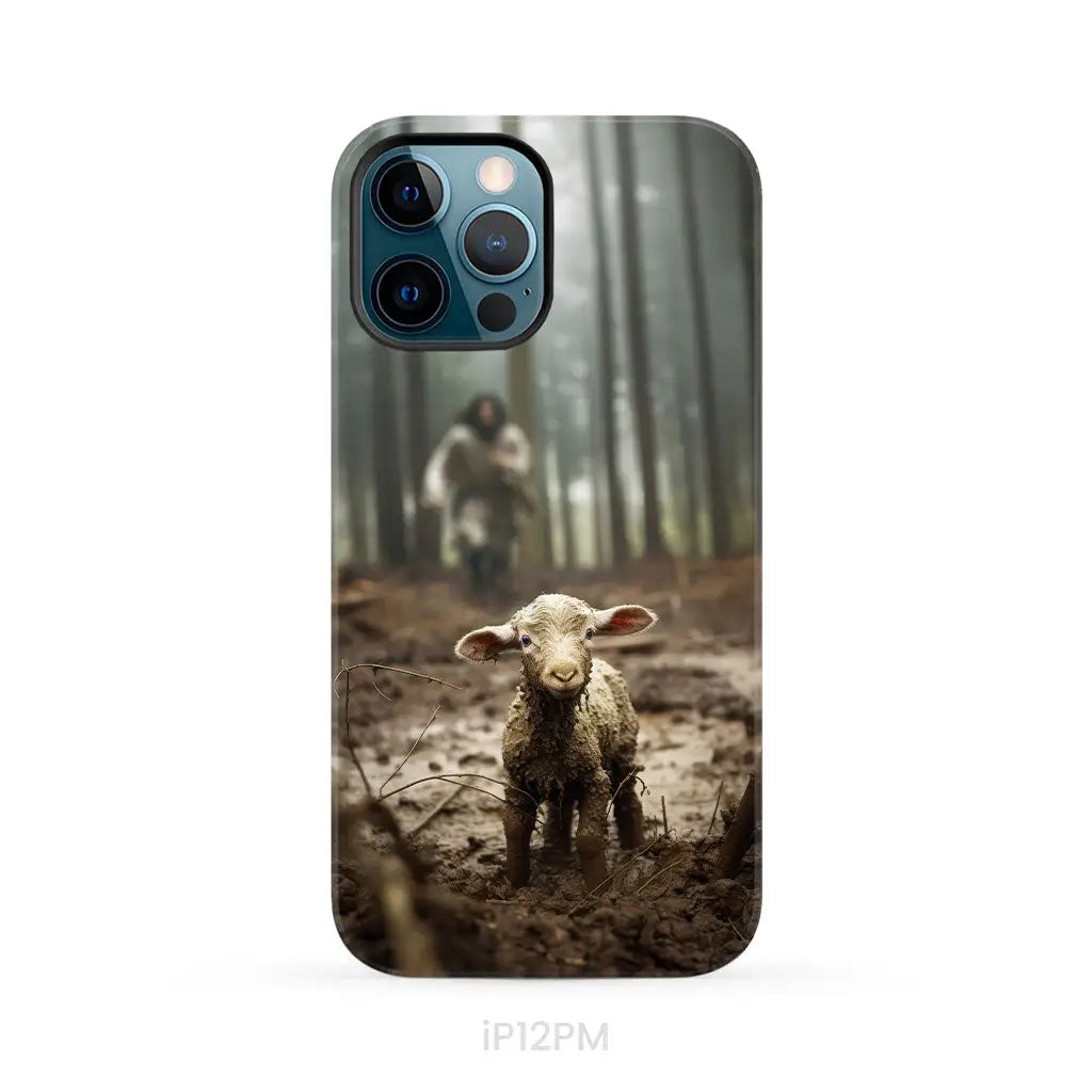 Jesus With The Sheep, Jesus Running After Lamb, Phone Case