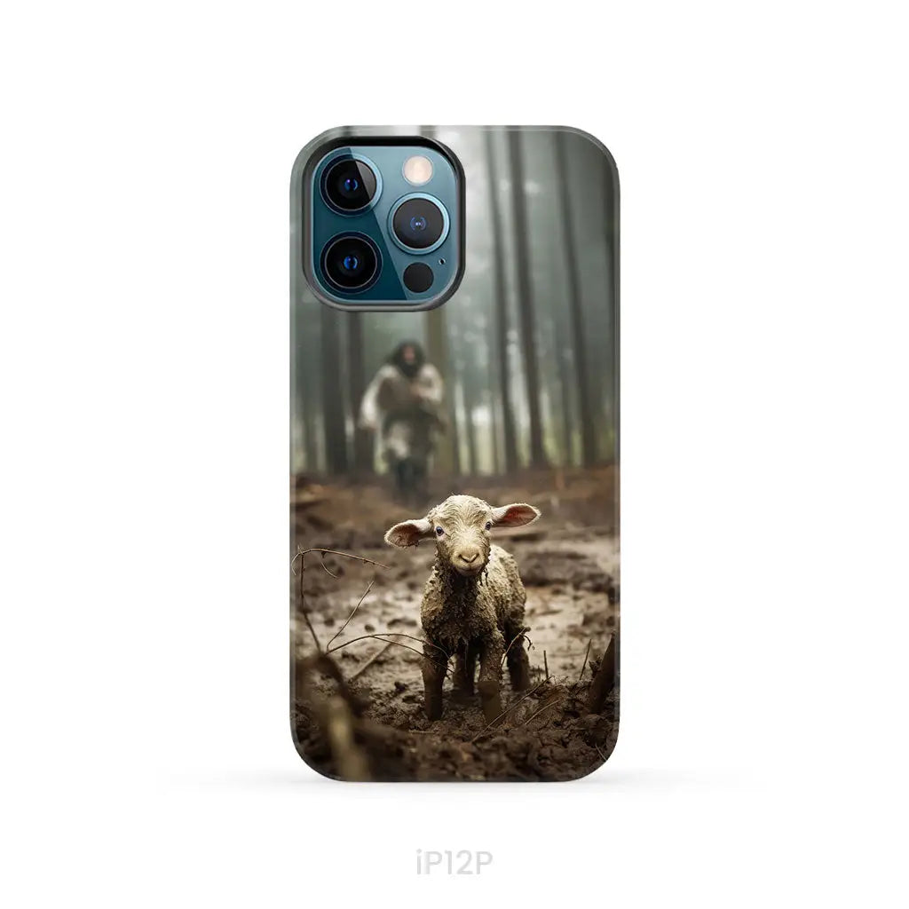 Jesus With The Sheep, Jesus Running After Lamb, Phone Case