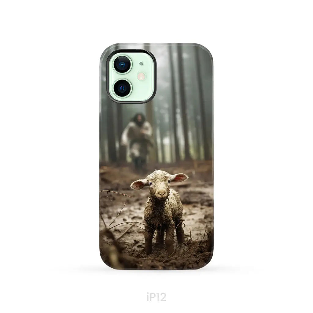 Jesus With The Sheep, Jesus Running After Lamb, Phone Case