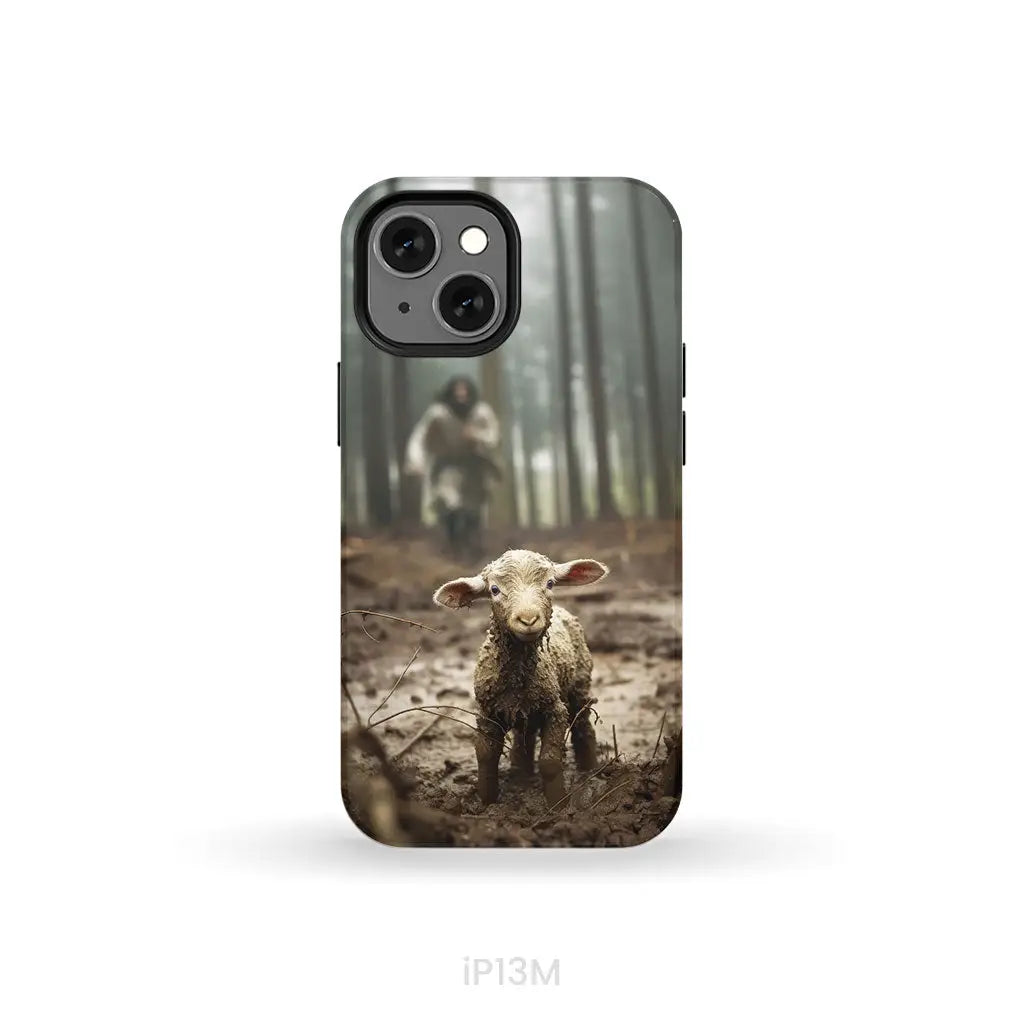 Jesus With The Sheep, Jesus Running After Lamb, Phone Case