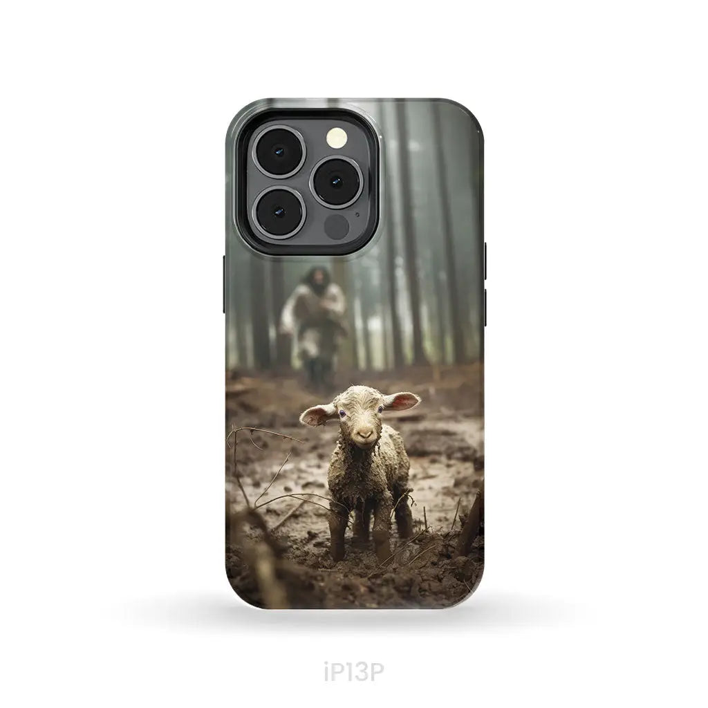 Jesus With The Sheep, Jesus Running After Lamb, Phone Case