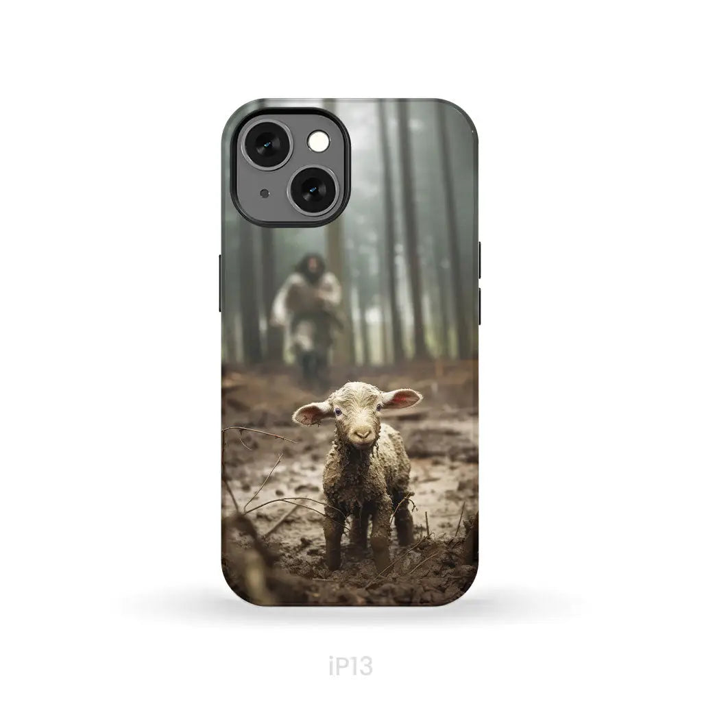 Jesus With The Sheep, Jesus Running After Lamb, Phone Case