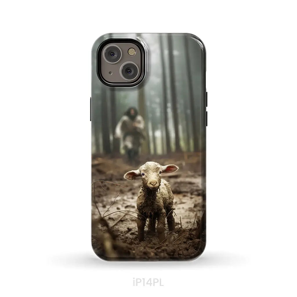 Jesus With The Sheep, Jesus Running After Lamb, Phone Case