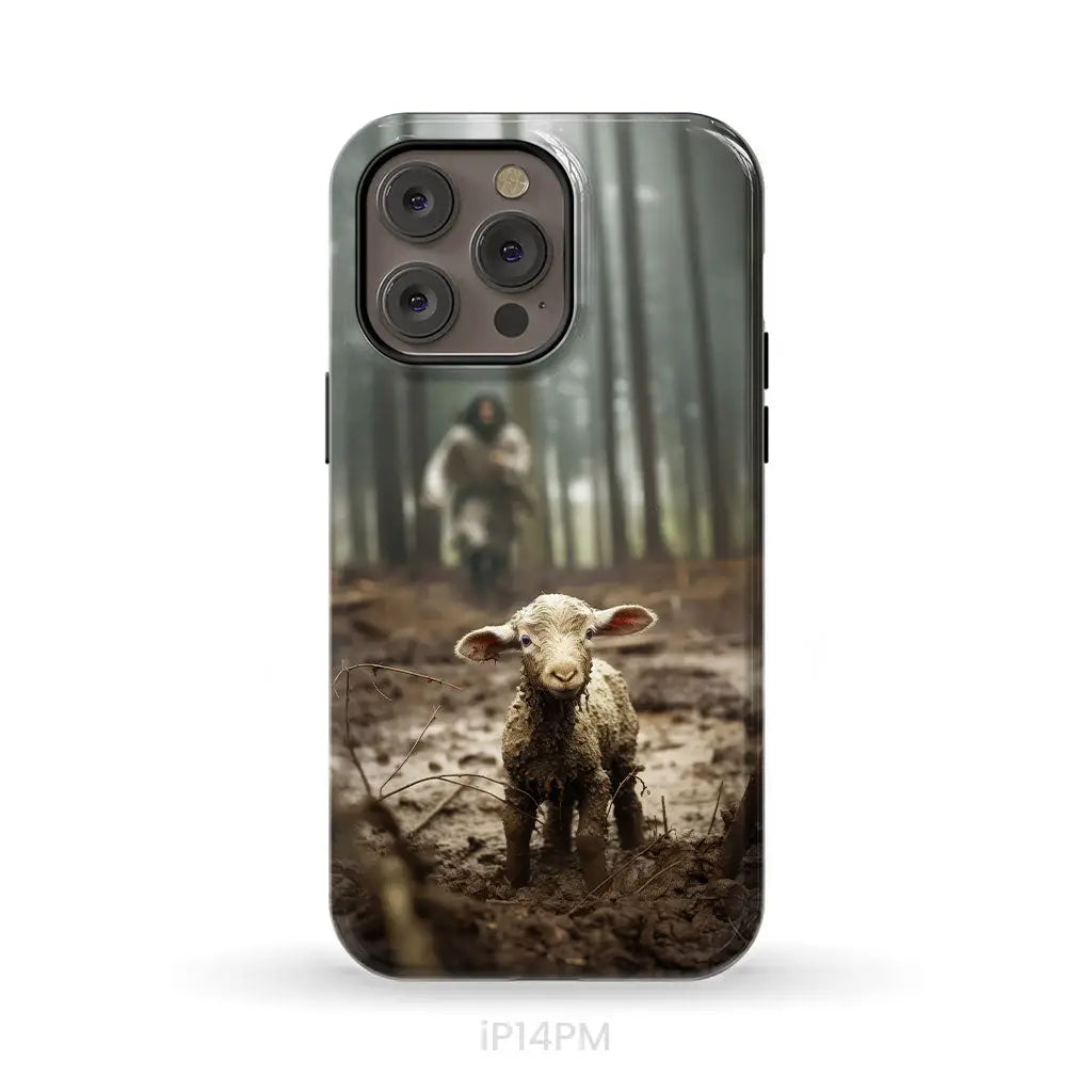 Jesus With The Sheep, Jesus Running After Lamb, Phone Case