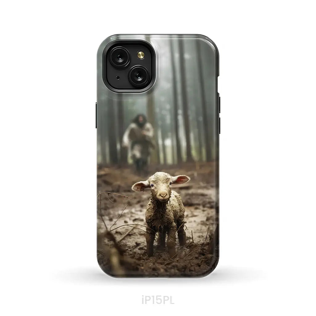 Jesus With The Sheep, Jesus Running After Lamb, Phone Case