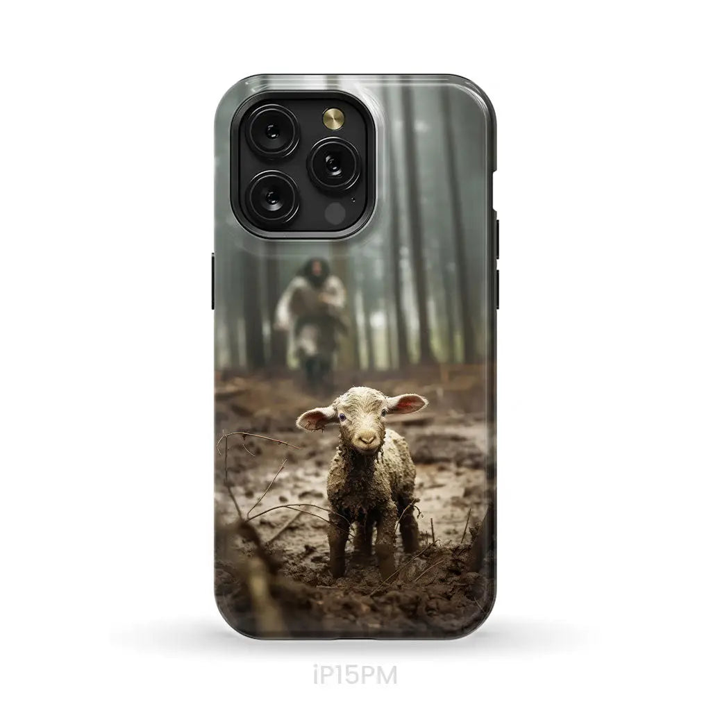 Jesus With The Sheep, Jesus Running After Lamb, Phone Case