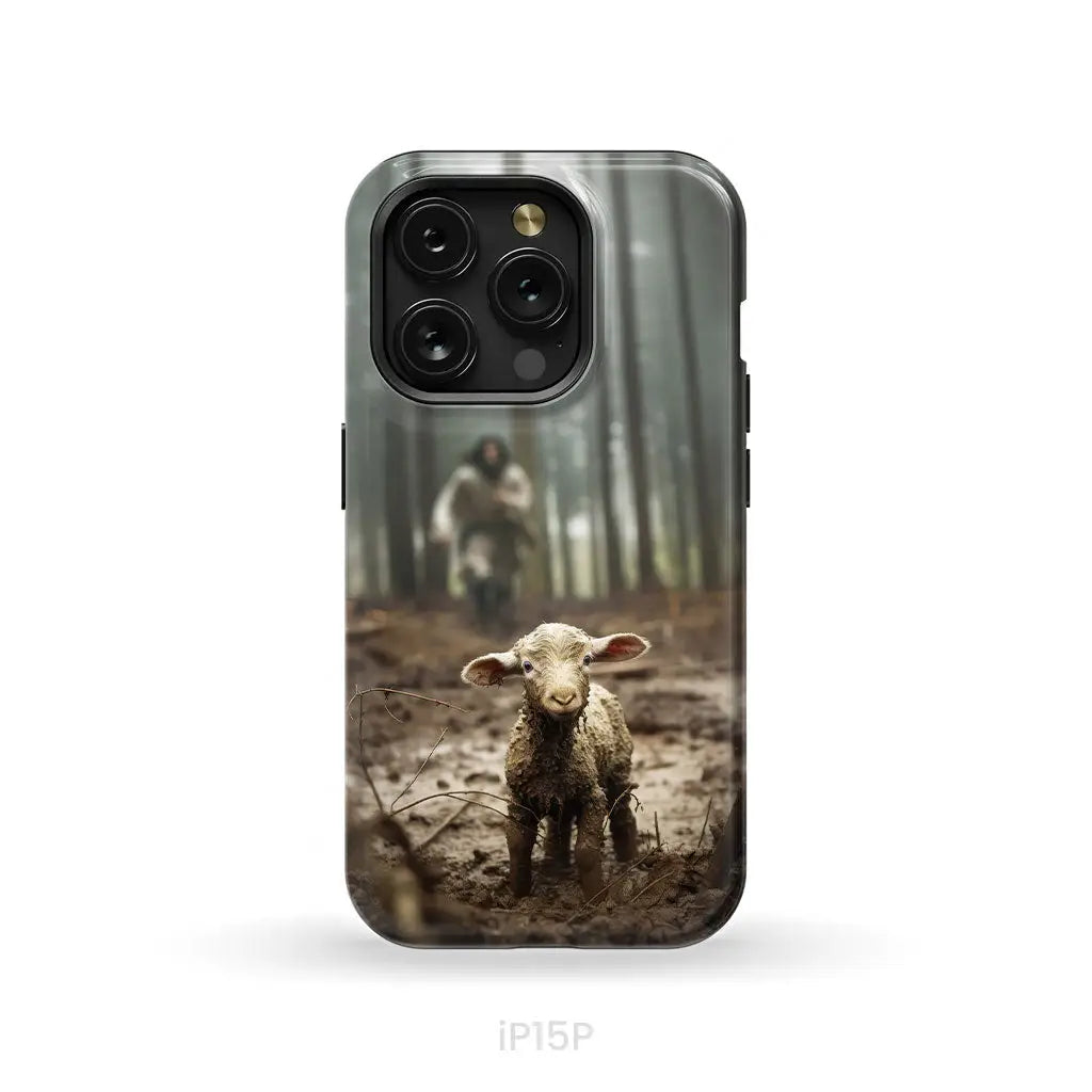 Jesus With The Sheep, Jesus Running After Lamb, Phone Case
