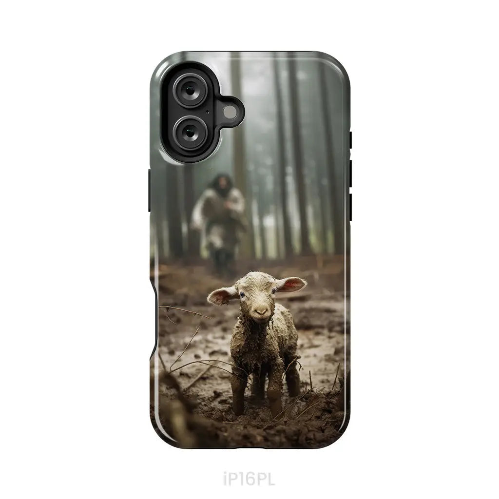 Jesus With The Sheep, Jesus Running After Lamb, Phone Case