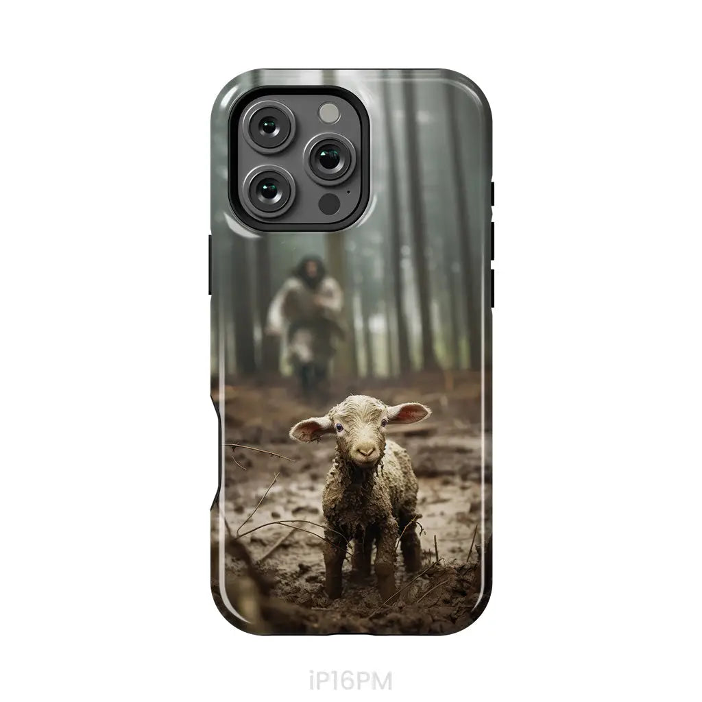 Jesus With The Sheep, Jesus Running After Lamb, Phone Case
