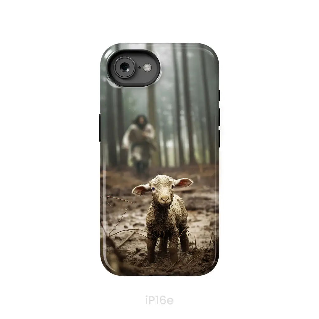 Jesus With The Sheep, Jesus Running After Lamb, Phone Case