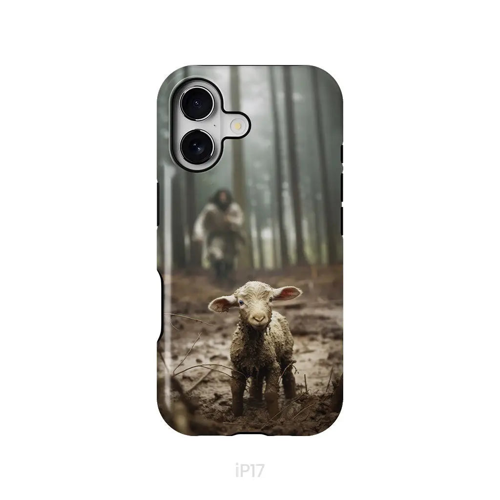 Jesus With The Sheep, Jesus Running After Lamb, Phone Case