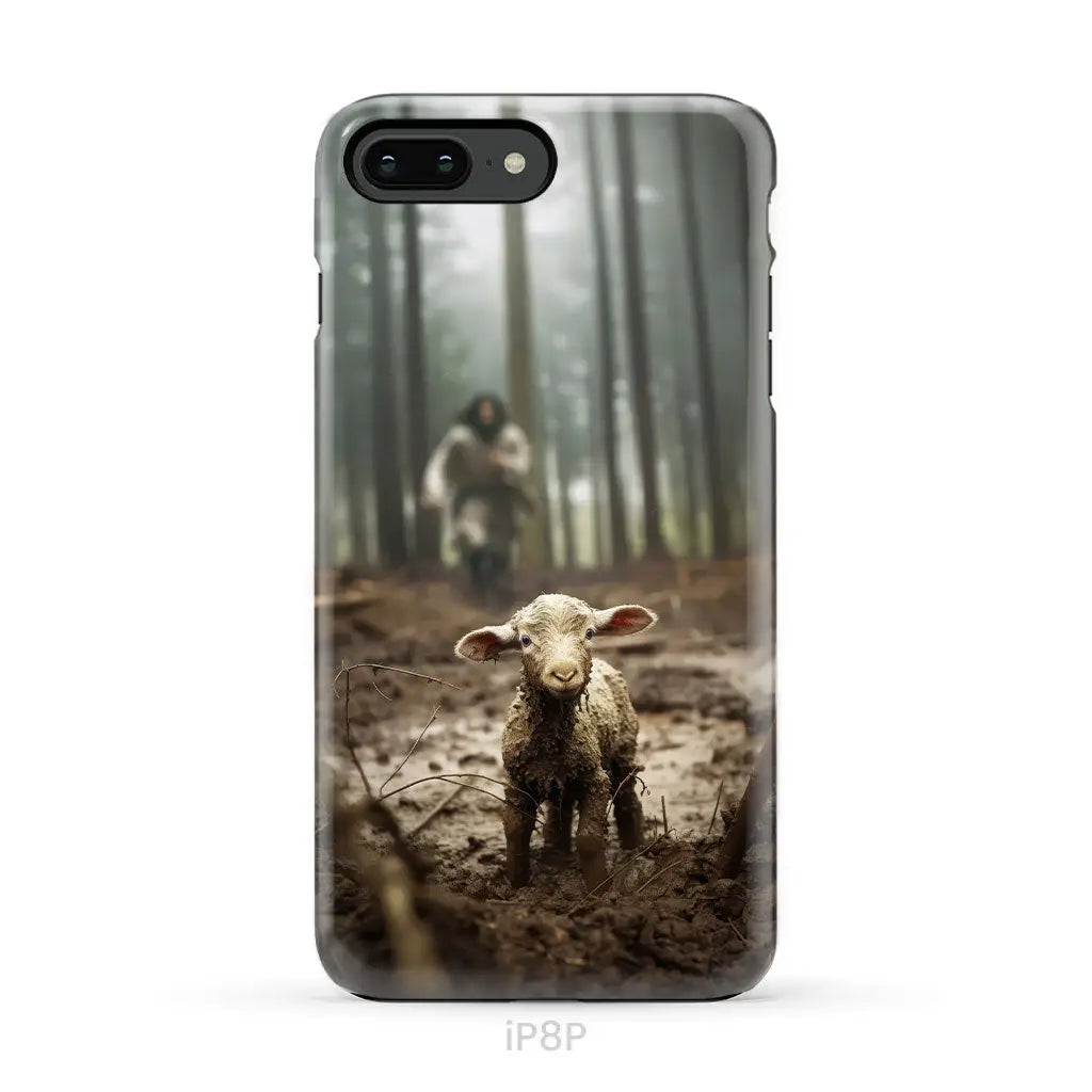 Jesus With The Sheep, Jesus Running After Lamb, Phone Case