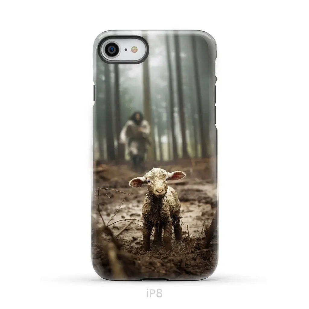 Jesus With The Sheep, Jesus Running After Lamb, Phone Case