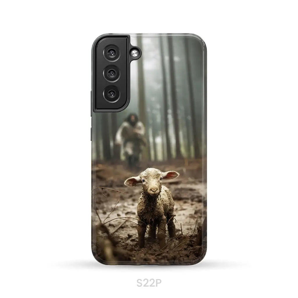 Jesus With The Sheep, Jesus Running After Lamb, Phone Case