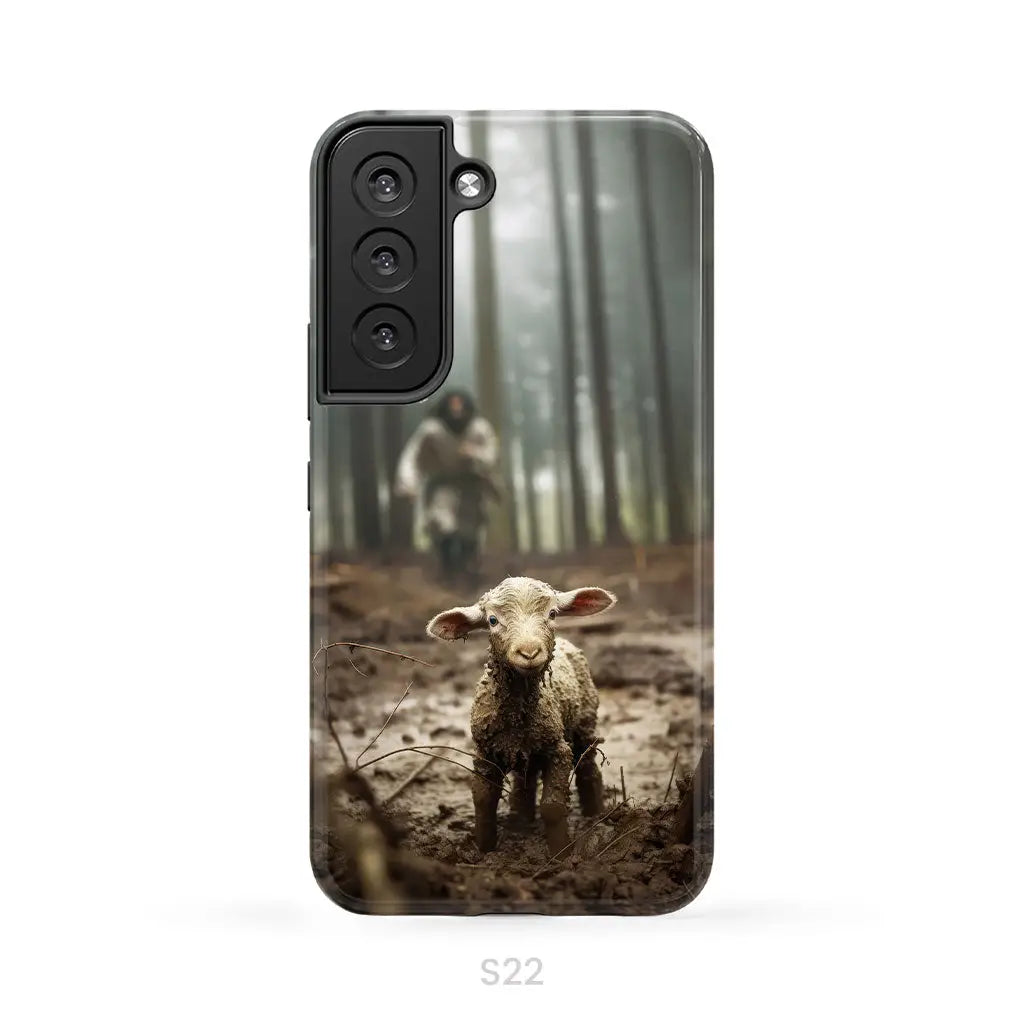 Jesus With The Sheep, Jesus Running After Lamb, Phone Case