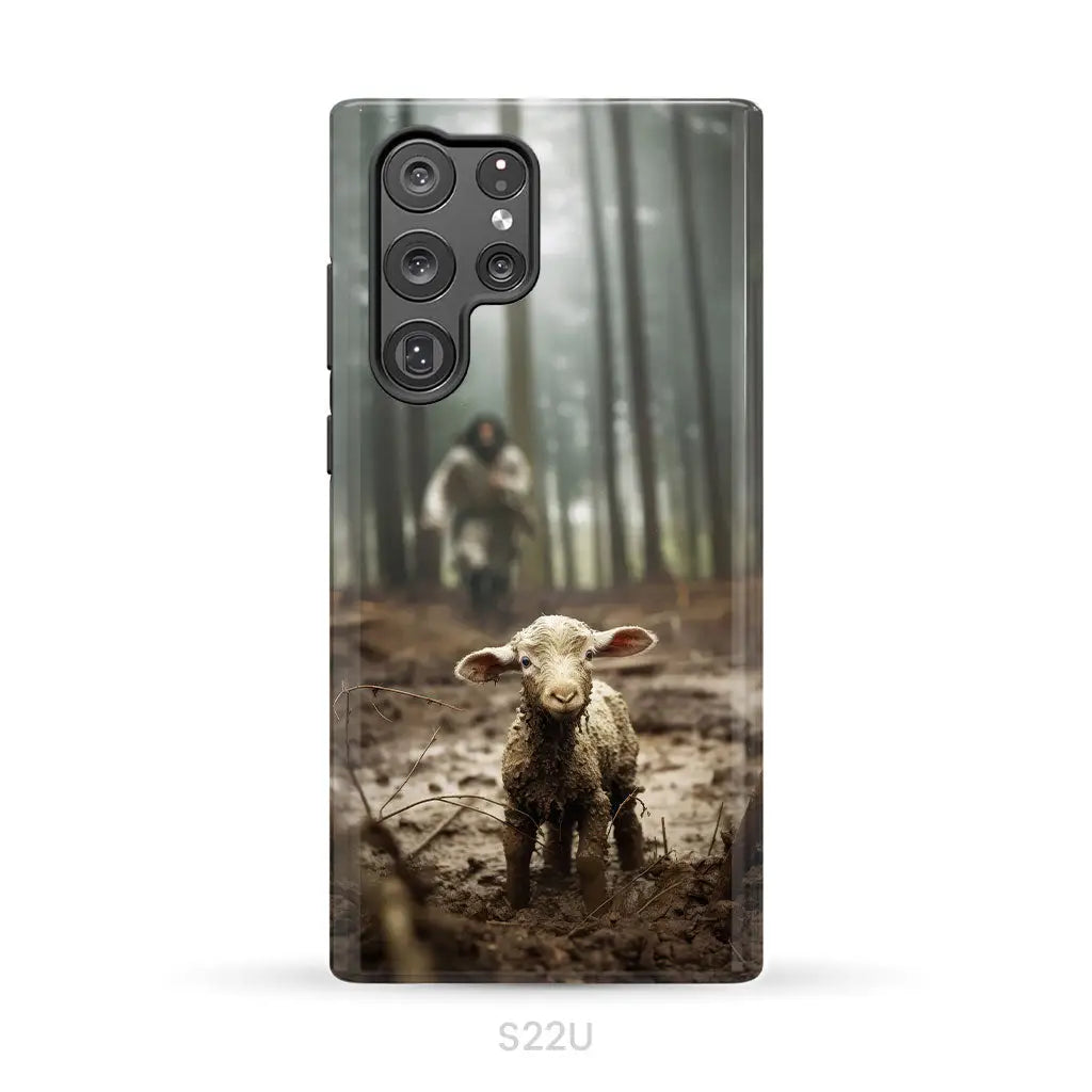Jesus With The Sheep, Jesus Running After Lamb, Phone Case