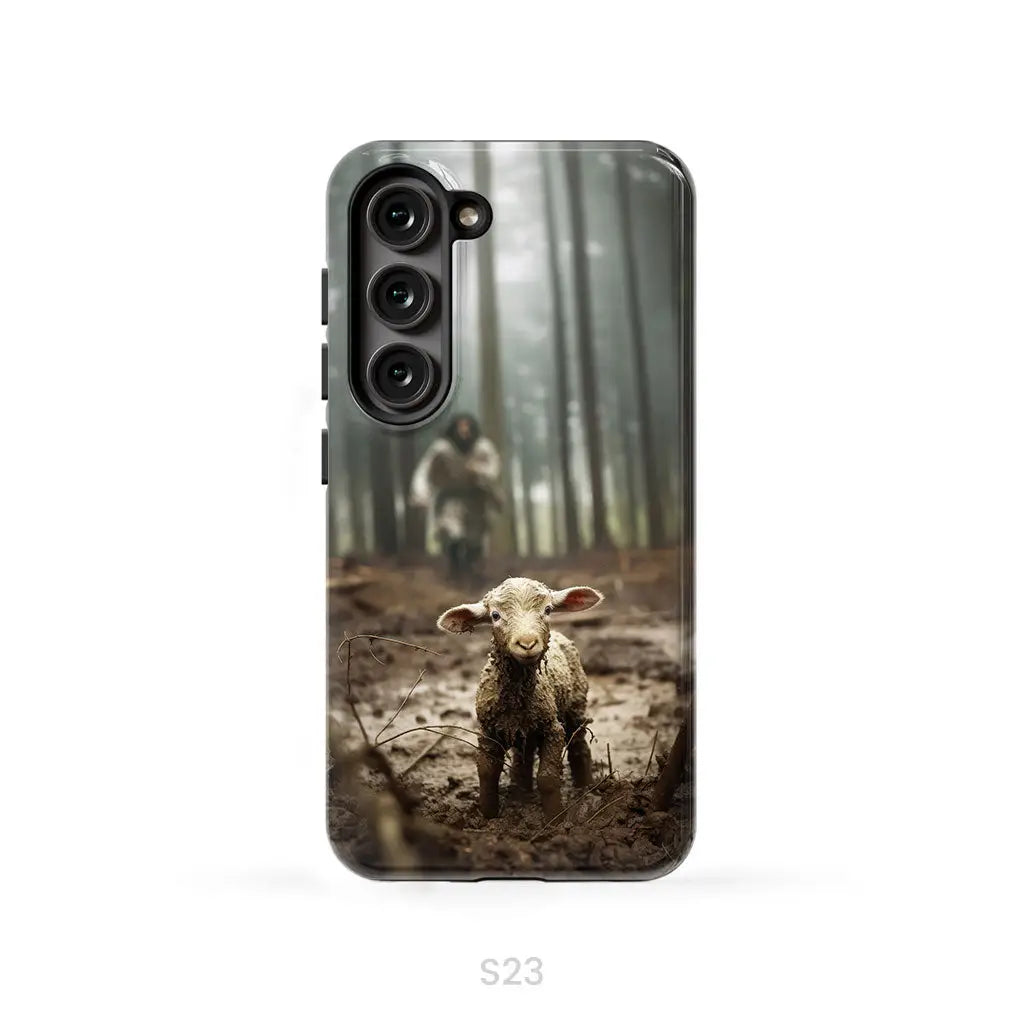 Jesus With The Sheep, Jesus Running After Lamb, Phone Case