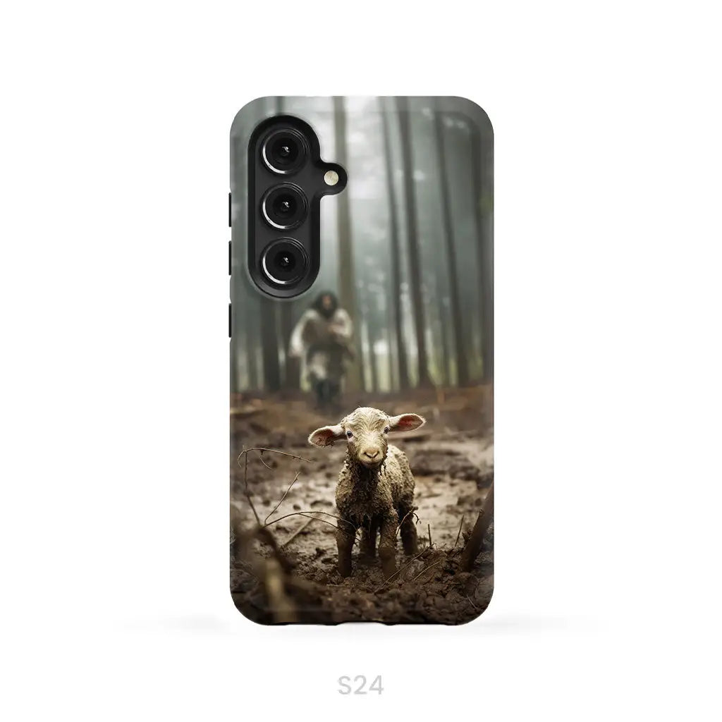 Jesus With The Sheep, Jesus Running After Lamb, Phone Case