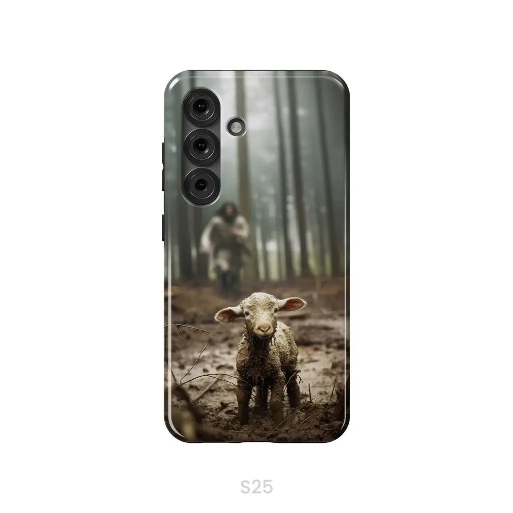 Jesus With The Sheep, Jesus Running After Lamb, Phone Case